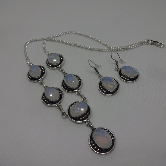 Stunning "OPALITE" Handmade Sterling Necklace & Earrings  #426 - Picture 2 of 3